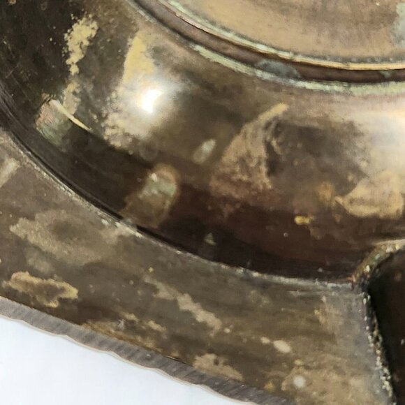 Vintage Solid Brass Ashtray Trinket Coin Tray Dish Retro Decor Rope India Patina - Picture 5 of 12